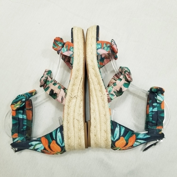 Nine West Allegro Bow 3 Strap Floral Espadrilles worn 1x wedge size 7.5 - Picture 7 of 15
